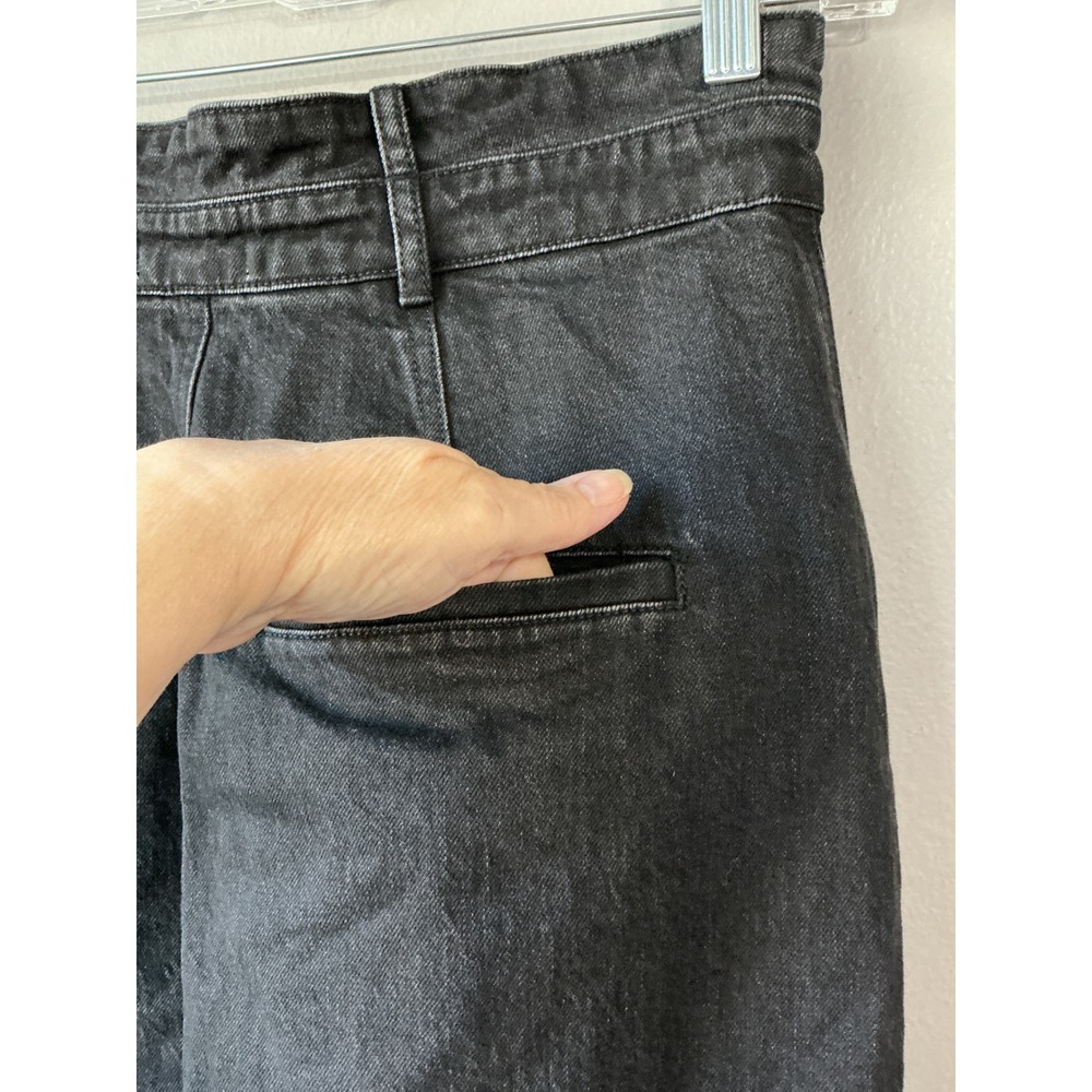 Pilcro Black Denim Midi Skirt Asymmetrical Crossover Waist High Rise Sz 30/6 - Picture 8 of 13